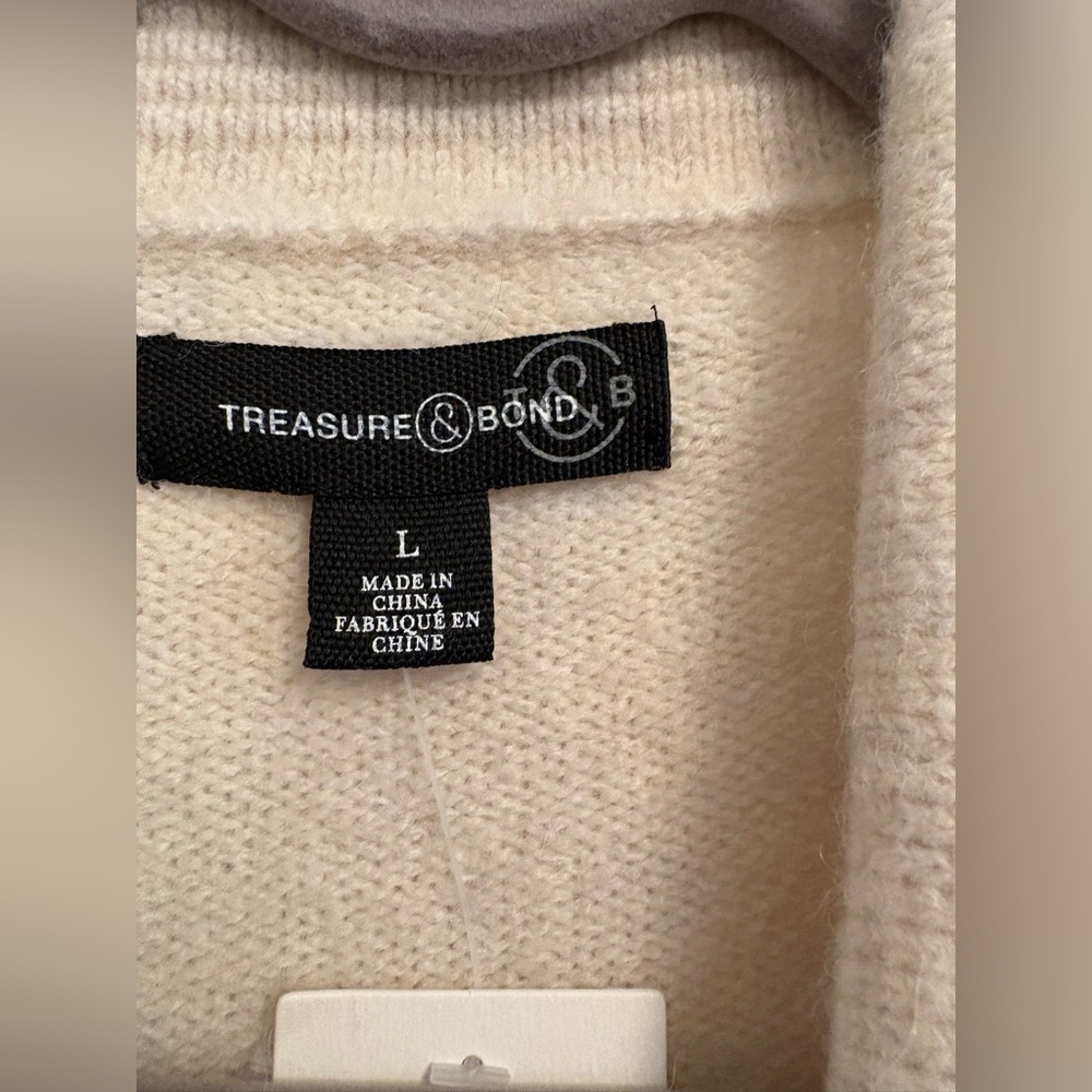 Treasure & Bond Men’s Ivory Alpaca/Merino Wool Button-Front Cardigan Size L NWT - Picture 7 of 10